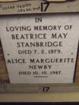STANBRIDGE Beatrice May -1979 :: NEWBY Alice Marguerite -1987
