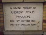 SWANSON Andrew McKay 1878-1956