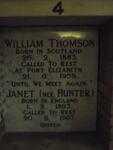 THOMSON William 1883-1959 & Janet HUNTER 1893-1967