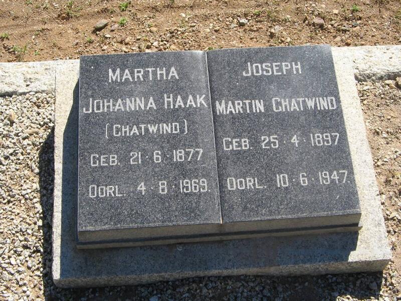 HAAK Martha Johanna nee CHATWIND 1877-1969 :: CHATWIND Joseph Martin 1897-1947
