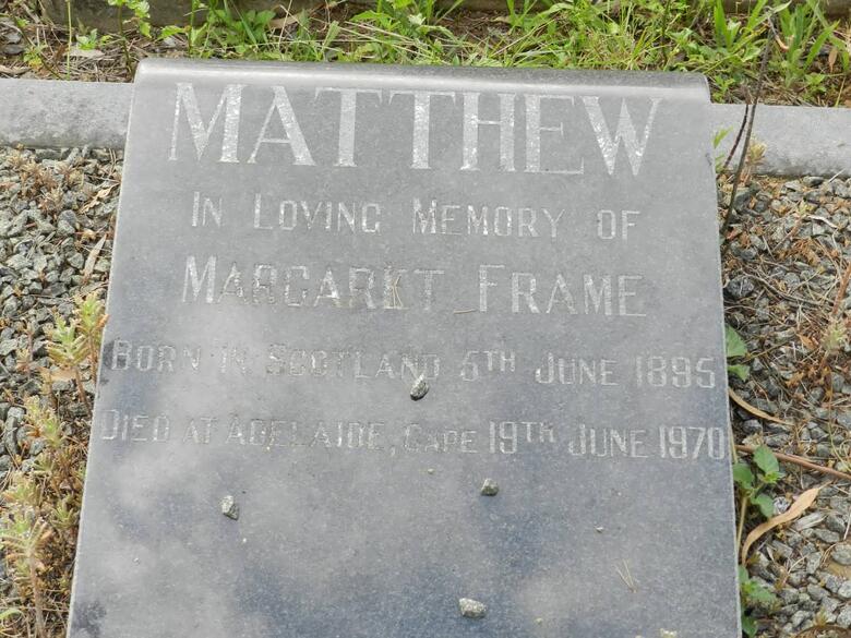 MATTHEW Margaret Frame 1895-1970