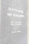 SCHALKWYK Aletta Maria, van 1914-1997