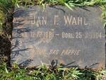 WAHL Jan F. 1881-1964