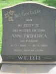WEBB Anne Frederica nee DU PLESSIS 1904-1966