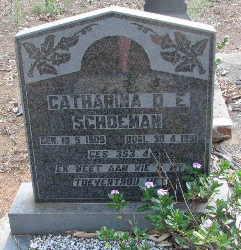SCHOEMAN Catharina D.E. 1909-1991