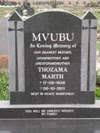 MVUBU Thozama Marth 1938-2011