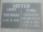 MEYER Gert Thomas 1935- & Sybil Dialina VAN VUUREN 1939-2006