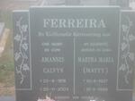 FERREIRA Johannes Calvyn 1918-2003 & Martha Maria 1927-1998