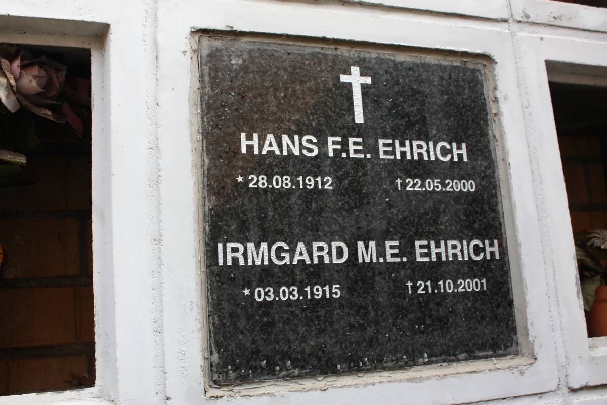 EHRICH Hans F.E. 1912-2000 & Irmgard M.E. 1915-2001