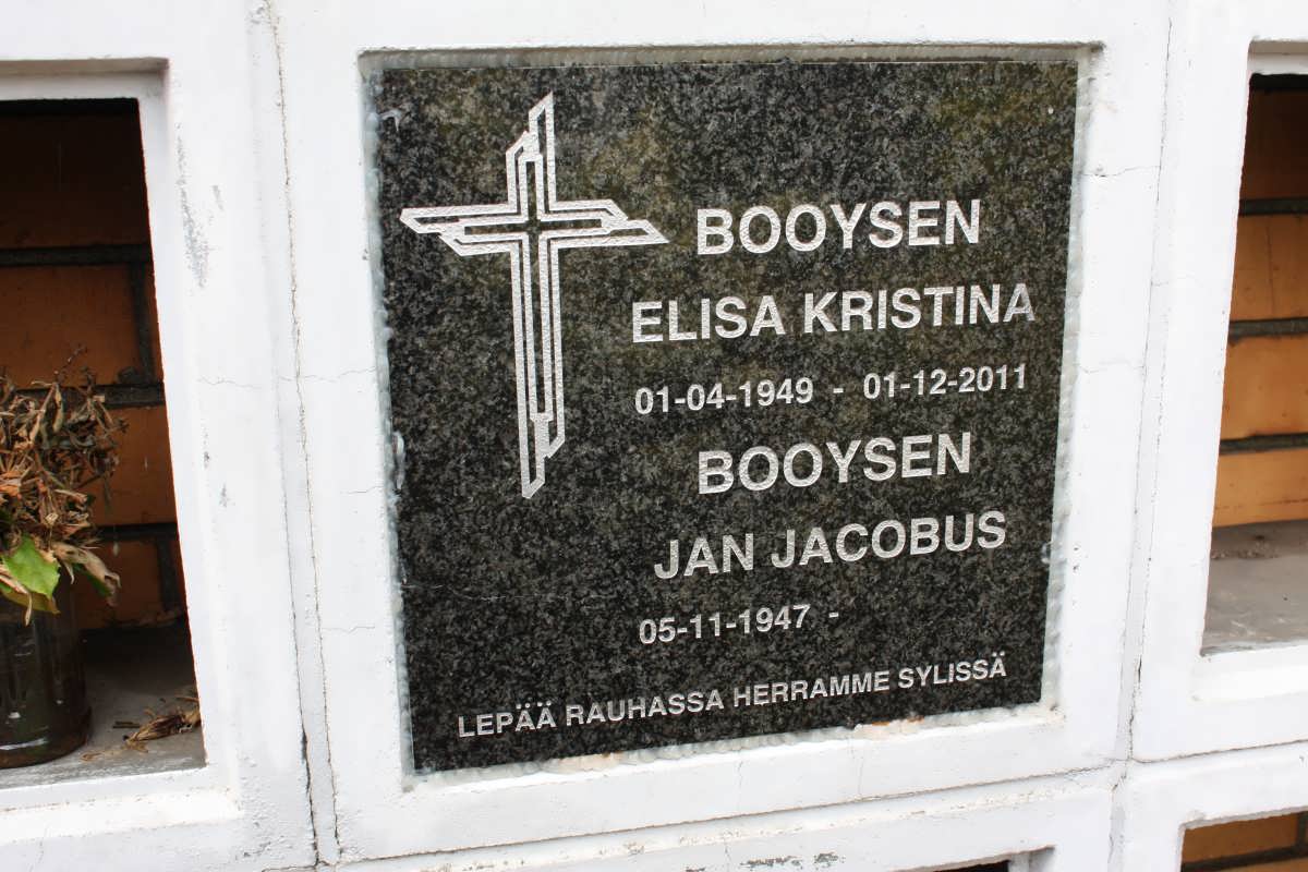 BOOYSEN Jan Jacobus 1947- & Elisa Kristina 1949-2011