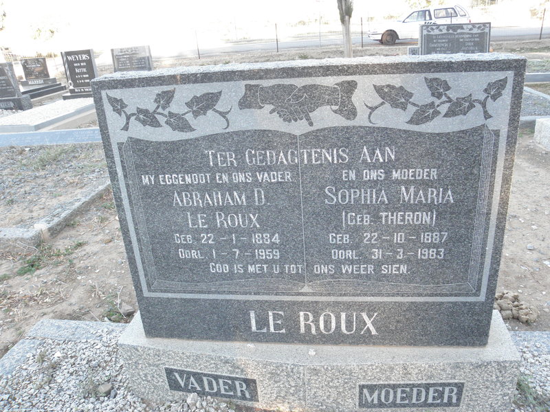 ROUX Abraham D., le 1884-1959 & Sophia Maria THERON 1887-1983