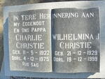 CHRISTIE Charlie 1922-1975 & Wilhelmina J. 1929-1999