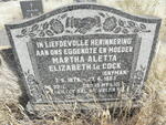 COCK Martha Aletta, La nee SNYMAN 1879-1963