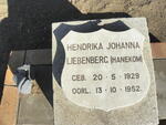 LIEBENBERG Hendrika Johanna nee HANEKOM 1929-1952