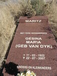 MARITZ Gesina Maria nee VAN DYK 1922-2007