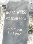 WEISS Hanna nee LEHMBROCK 1911-1965