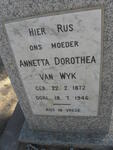 WYK Anetta Dorothea, van 1872-1946