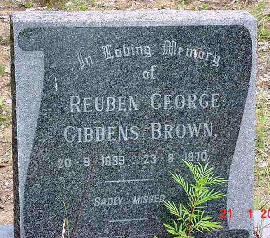 BROWN Reuben George Gibbens 1899-1970