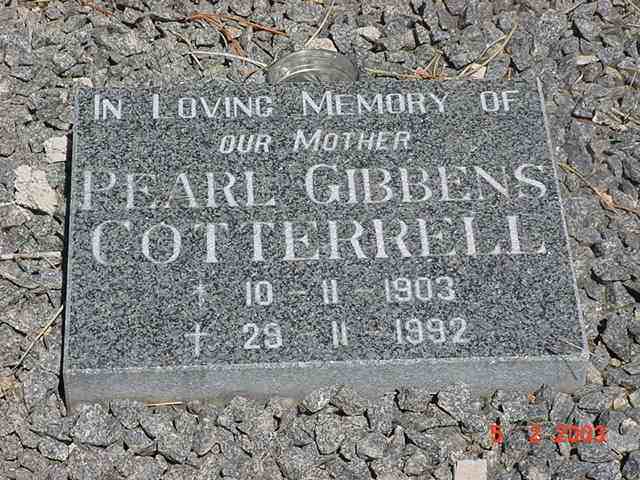 COTTERRELL Pearl Gibbens 1903-1992