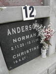 ANDERSON Norman 1923-2006 & Christine 1927-