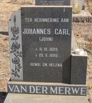 MERWE Johannes Carl, van der 1889-1980