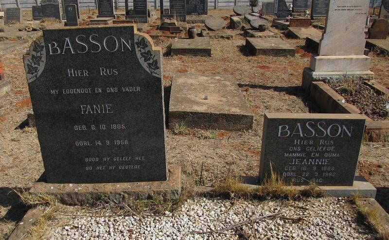 BASSON Fanie 1885-1968 & Jeannie 1888-1982