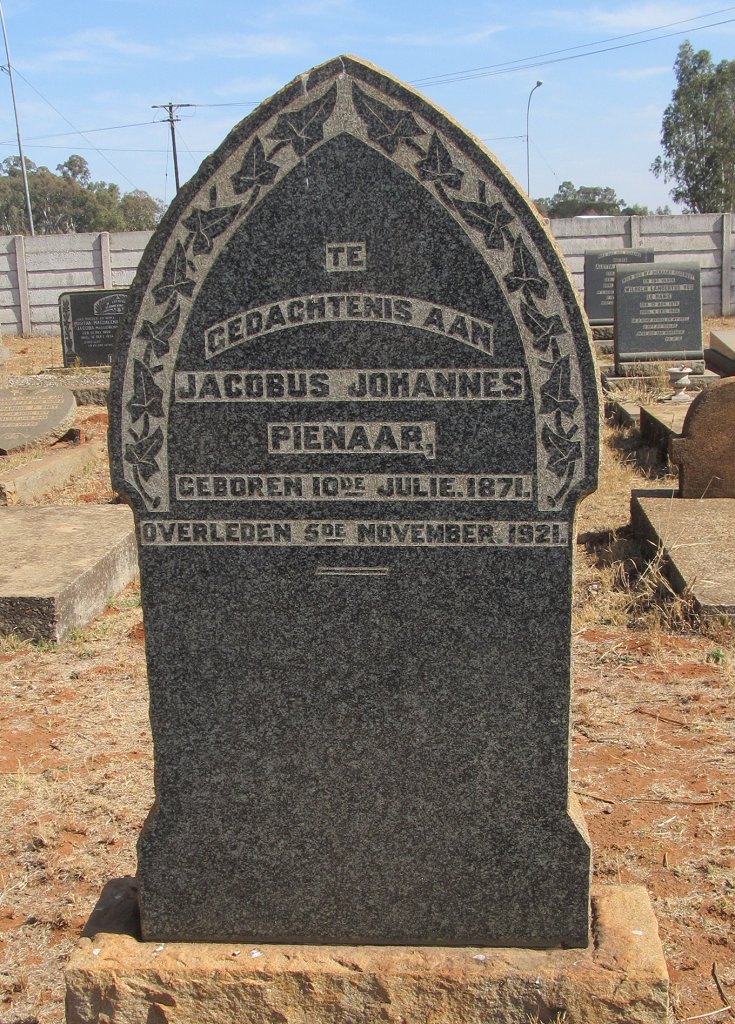 PIENAAR Jacobus Johannes 1871-1921