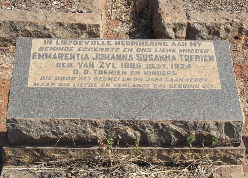TOERIEN Emmarentia Johanna Susanna nee VAN ZYL 1865-1924