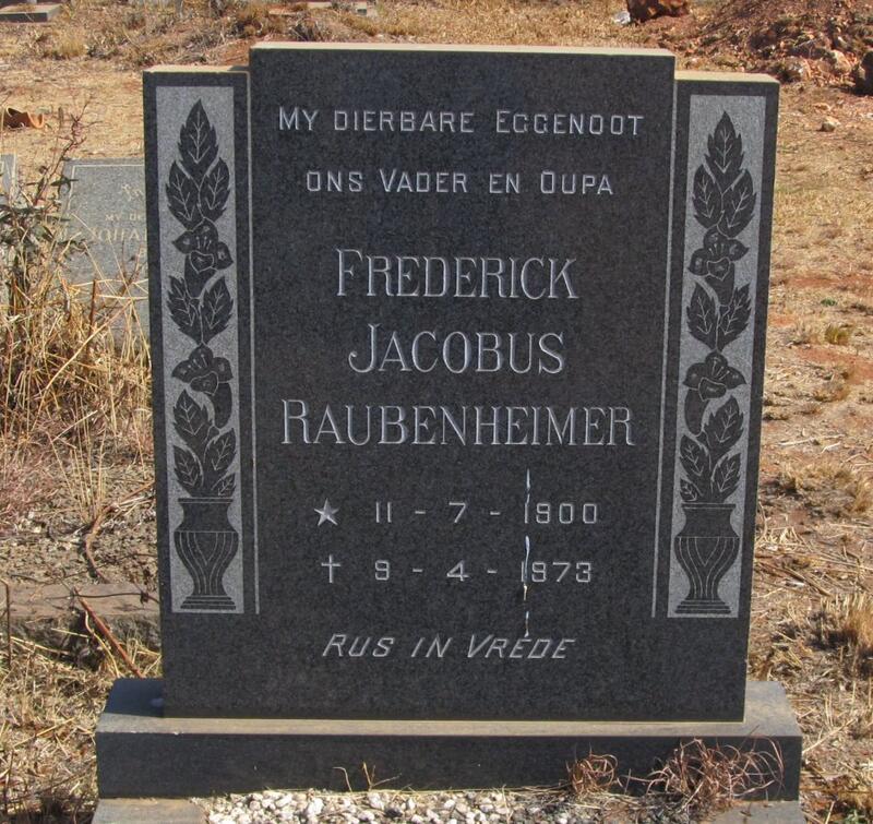 RAUBENHEIMER Frederick Jacobus 1900-1973