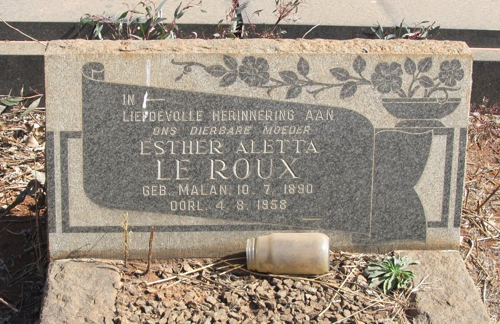 ROUX Esther Aletta, le nee MALAN 1890-1958