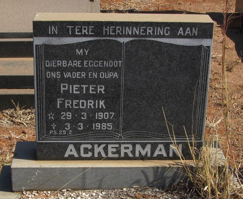 ACKERMAN Pieter Fredrik 1907-1985