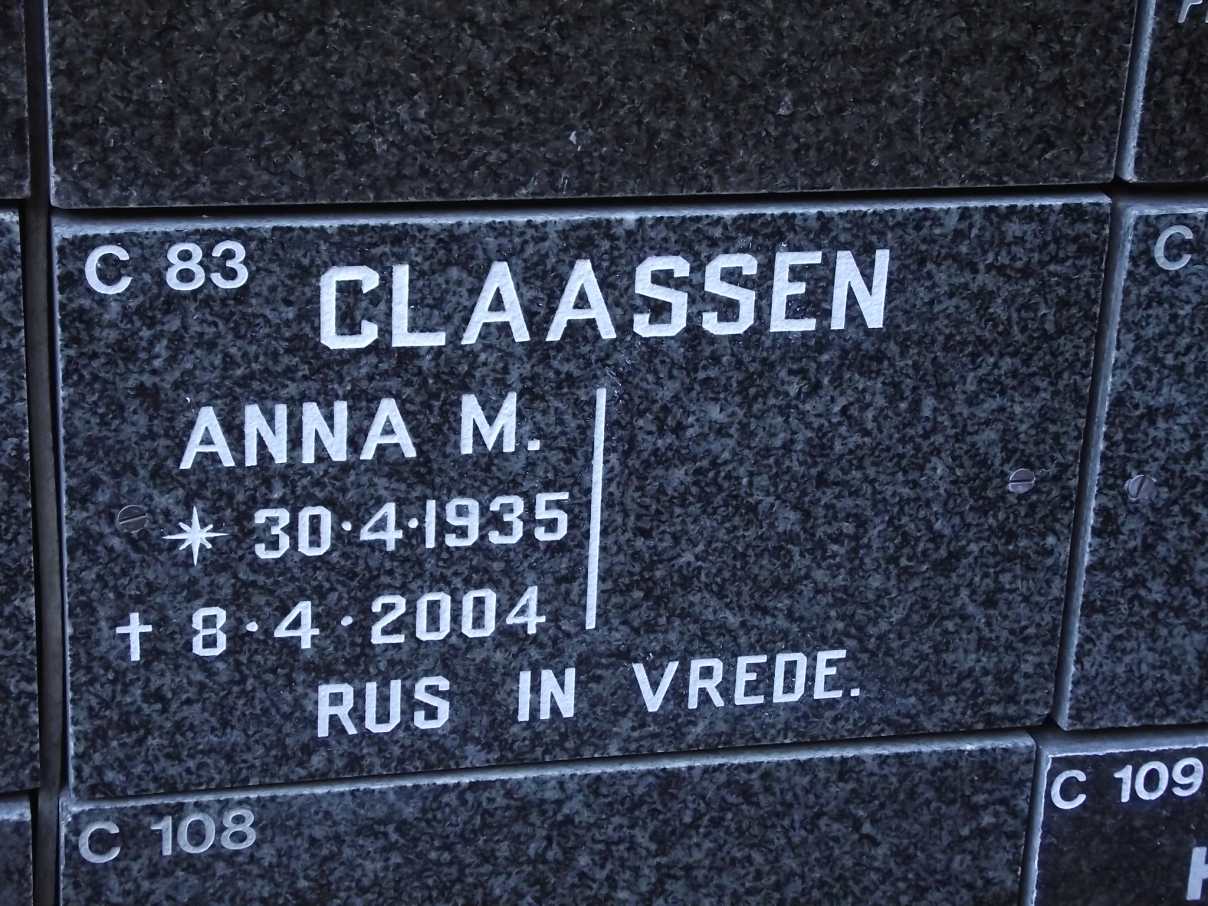 CLAASSEN Anna M. 1935-2004