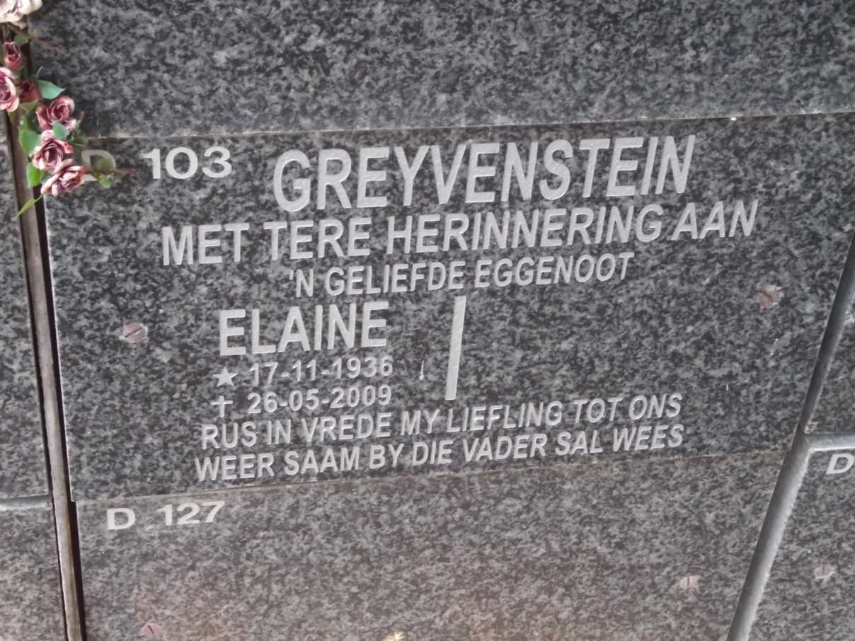 GREYVENSTEIN Elaine 1936-2009