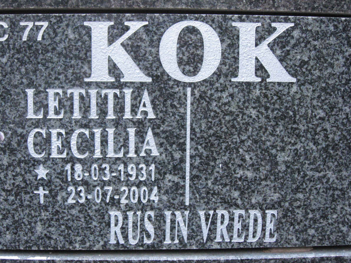 KOK Letitia Cecilia 1931-2004