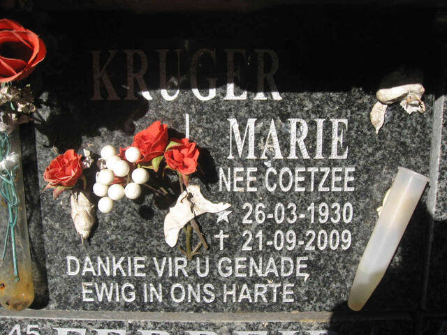 KRUGER Marie COETZEE 1930-2009