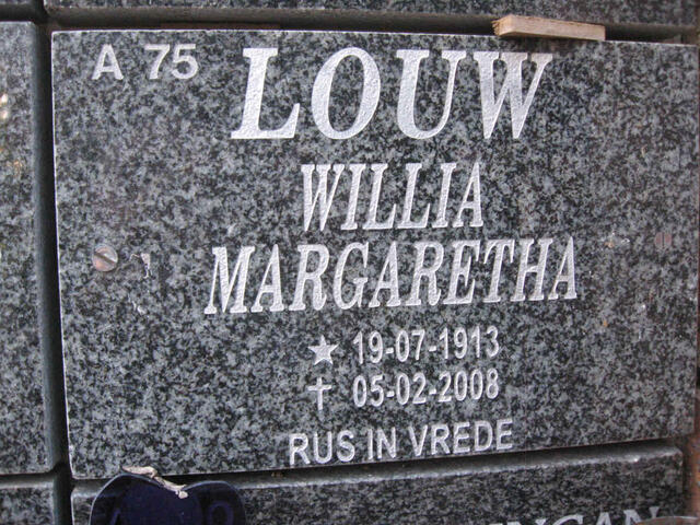 LOUW Willia Margaretha 1913-2009