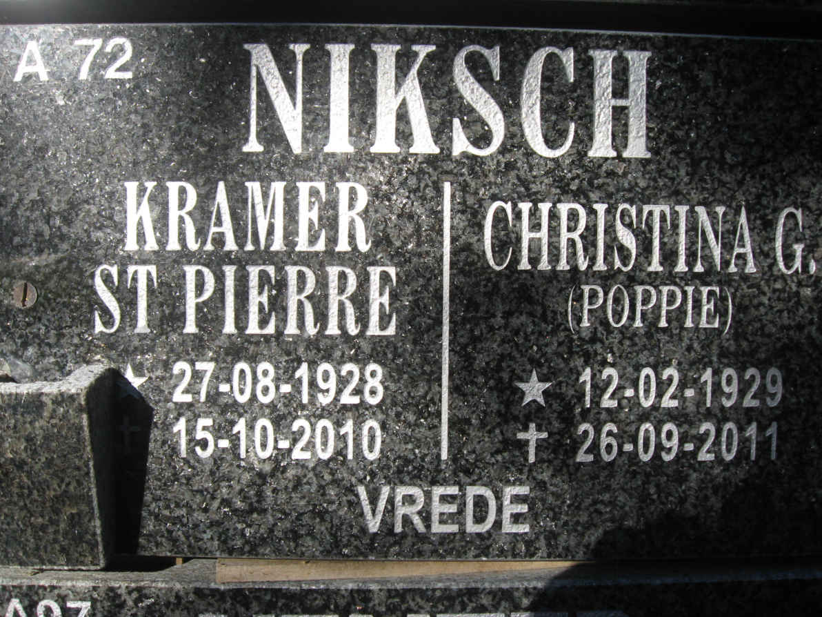 NIKSCH Kramer St Pierre 1928-2010 & Christina G. 1929-2011
