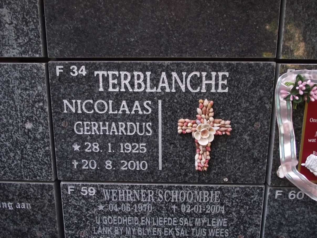 TERBLANCHE Nicolaas Gerhardus 1925-2010