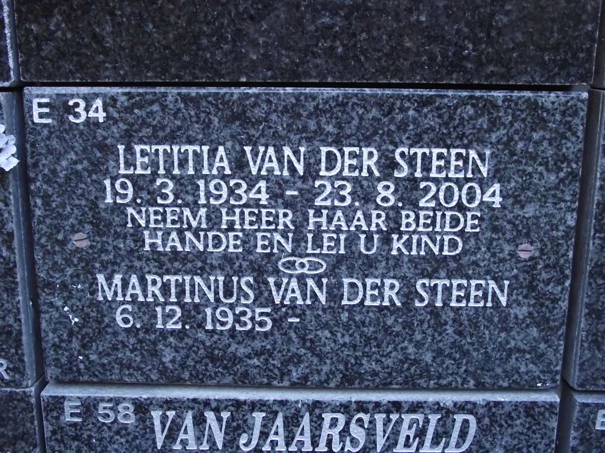 STEEN Martinus, van der 1935- & Letitia 1934-2004