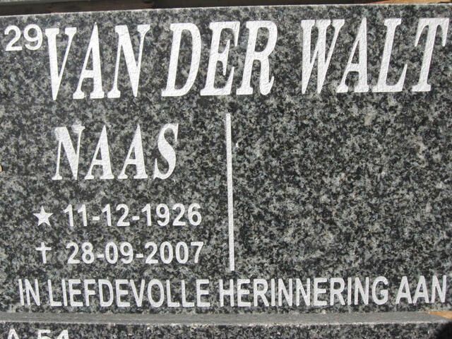 WALT Naas, van der 1926-2007