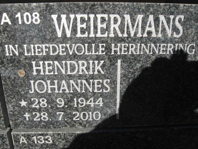WEIERMANS Hendrik Johannes 1944-2010