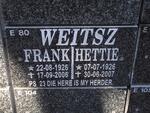 WEITSZ Frank 1926-2006 & Hettie 1926-2007