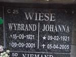 WIESE Wybrand 1921-2001 & Johanna 1921-2005