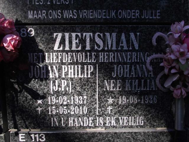 ZIETSMAN Johan Philip 1937-2010 & Johanna KILLIAN 1936-
