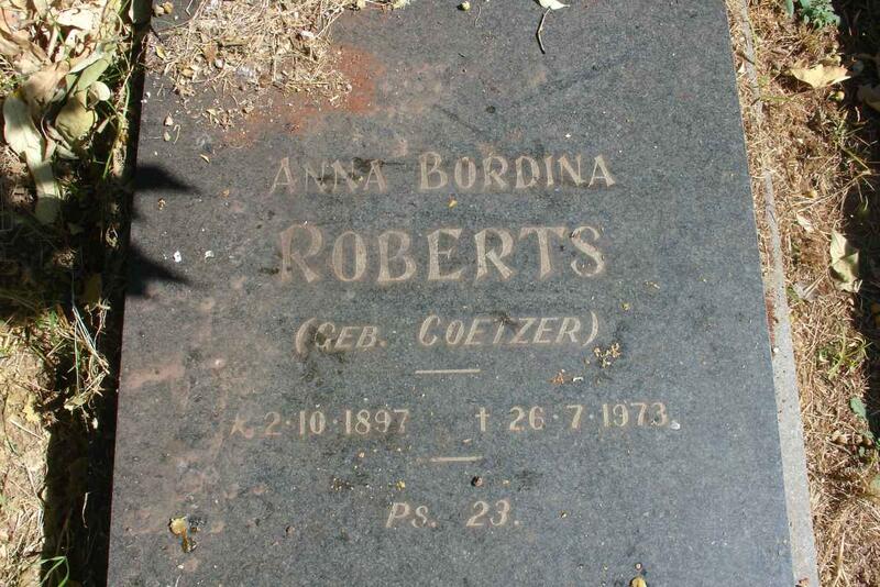 ROBERTS Anna Bordina nee COETZER 1897-1973
