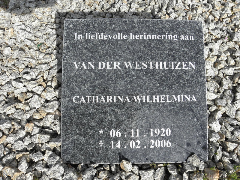 WESTHUIZEN Catharina Wilhelmina, van der 1920-2006