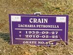 CRAIN Zacharia Petronella 1939-2010