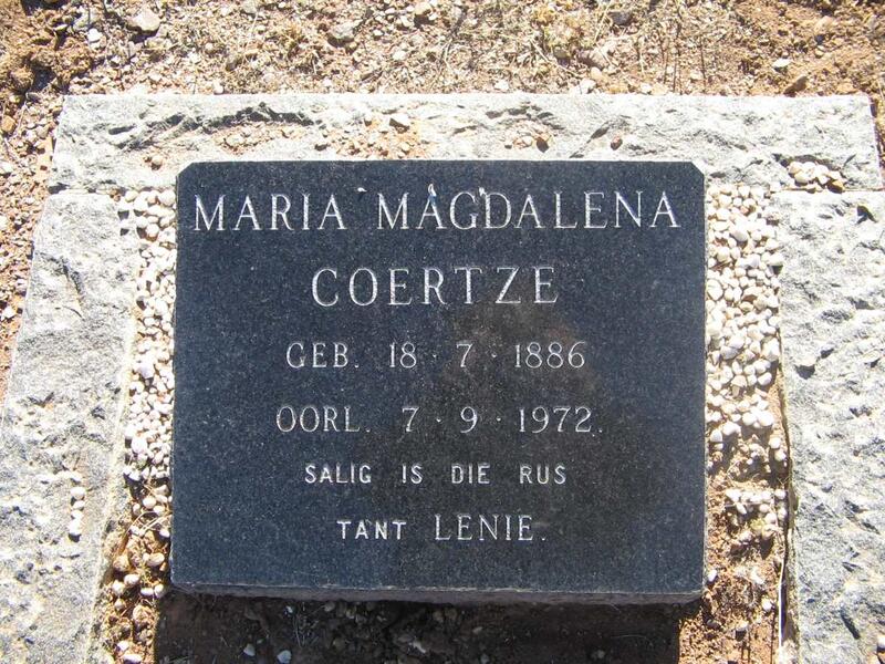 COERTZE Maria Magdalena 1886-1972