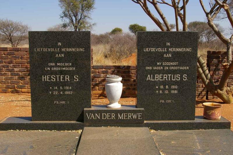 MERWE Albertus S., van der 1910-1991 & Hester S. 1914-1982