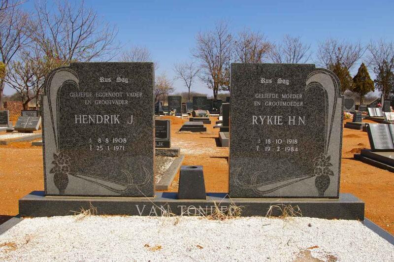 TONDER Hendrik J., van 1908-1971 & Rykie H.N. 1918-1984